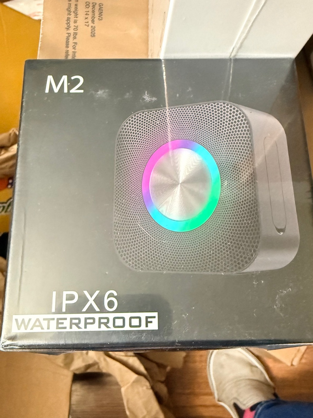M2 IPX6 Waterproof Bluetooth Speaker - Black with Rainbow LED